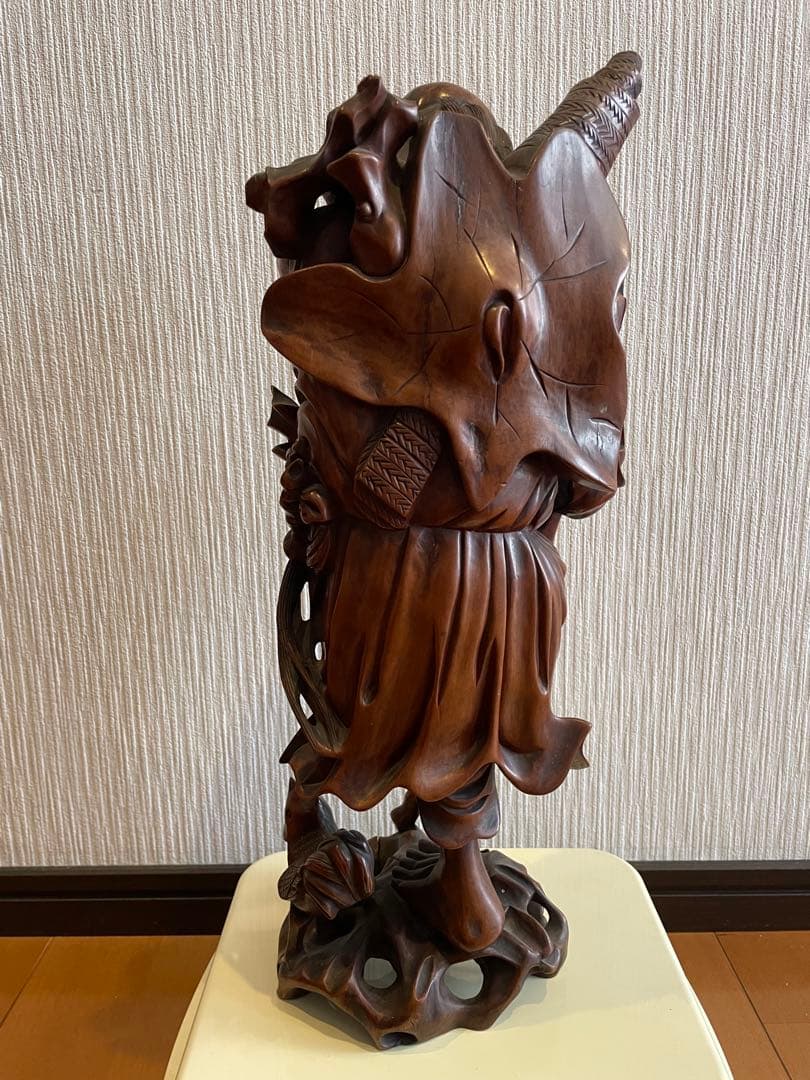 美術品級木製彫刻像 高さ約40 cm 2.22 kg 人物像　置物　黄楊(ツゲ)