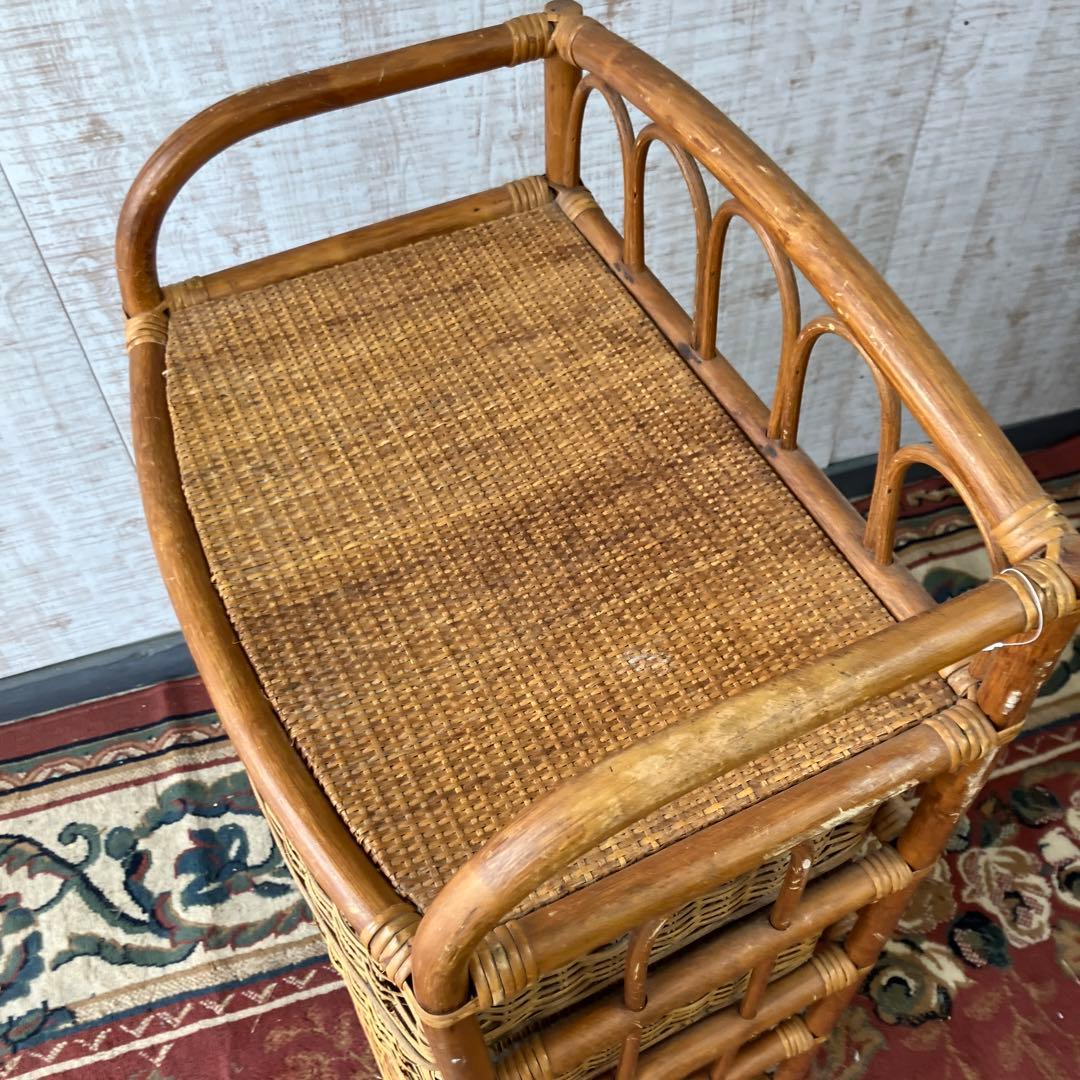 昭和レトロ ラタンチェスト 4段 引き出し箪笥 古家具 ビンテージ