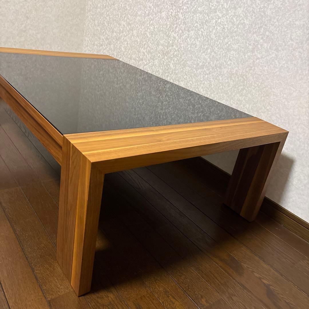 【美品】Hulsta ローテーブル ウォールナット ブラックガラス