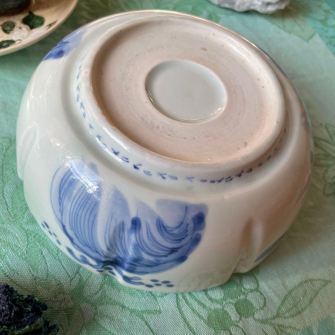 江戸期　古伊万里　染付　中深鉢　山水図