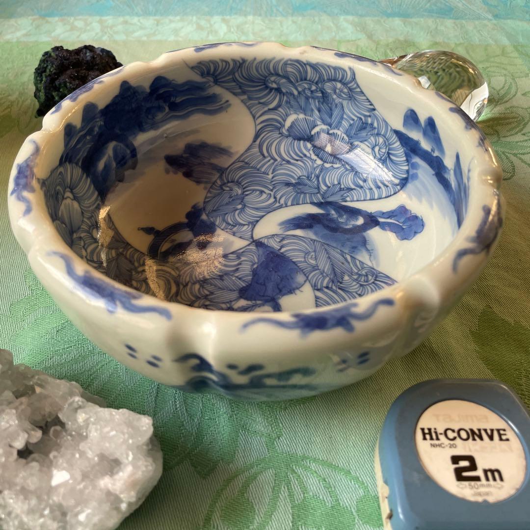 江戸期　古伊万里　染付　中深鉢　山水図