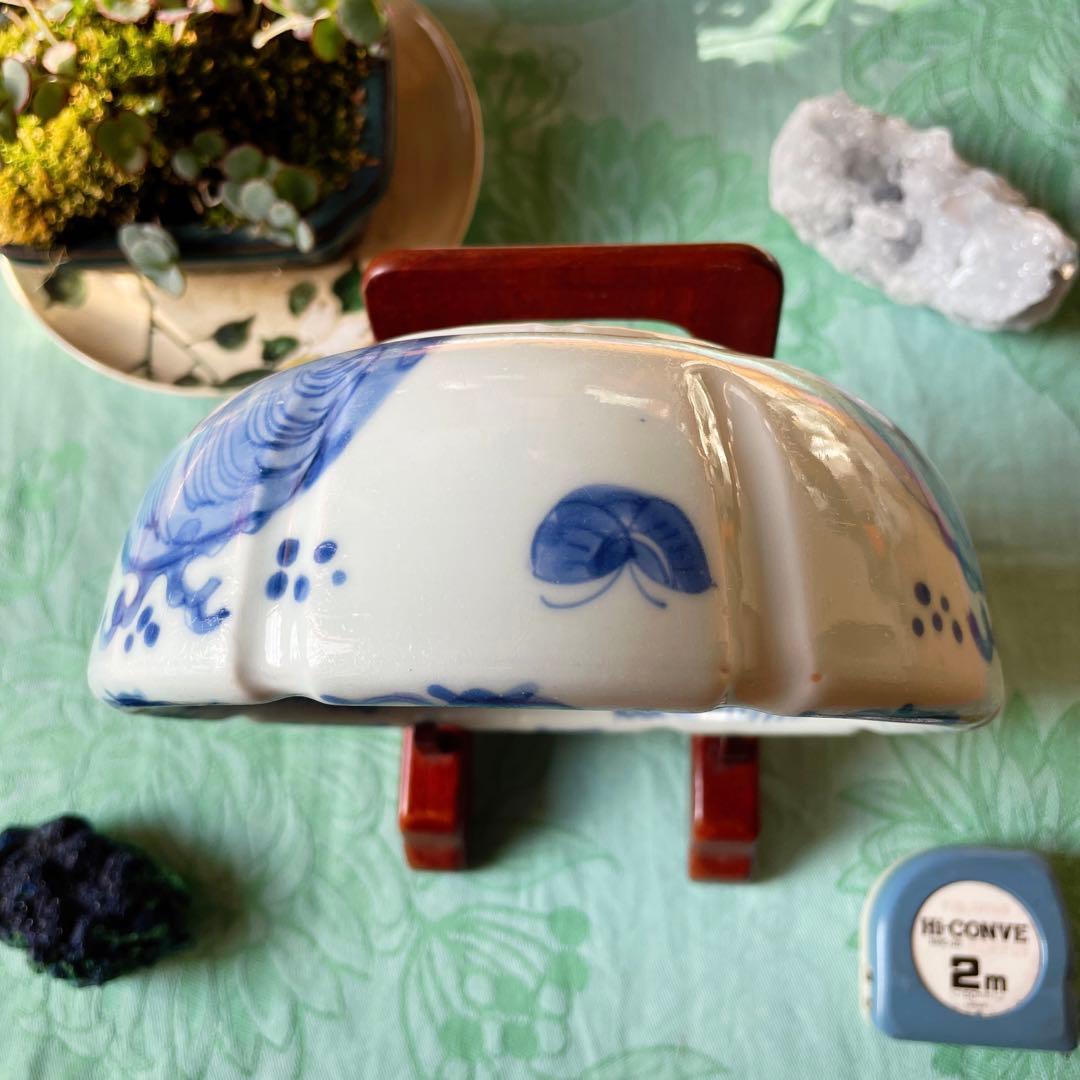 江戸期　古伊万里　染付　中深鉢　山水図