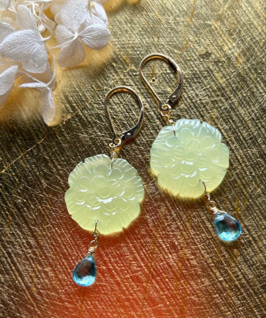 高品質スコロライトコンケーブカット＆宝石質アメジストのピアスチャーム他14kgf