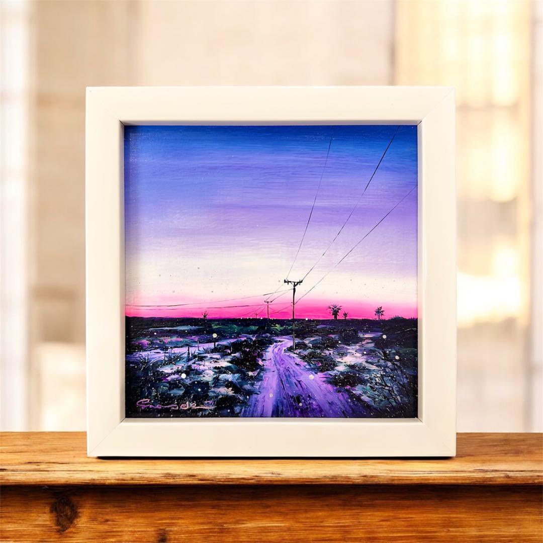 Mysterious Road」アート 絵画 夕日 夕焼け ピンク 幻想 風景-ご購入