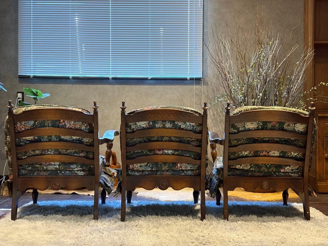 飛騨産業 キツツキマーク 3人掛けセパレートソファ オットマン ビンテージ RZ