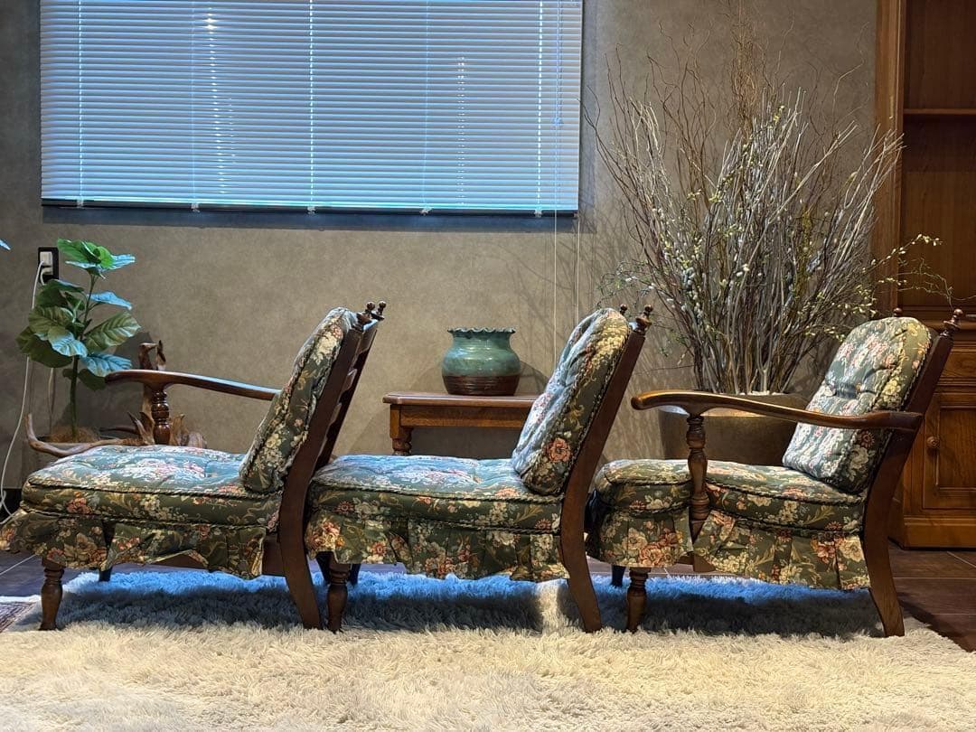 飛騨産業 キツツキマーク 3人掛けセパレートソファ オットマン ビンテージ RZ