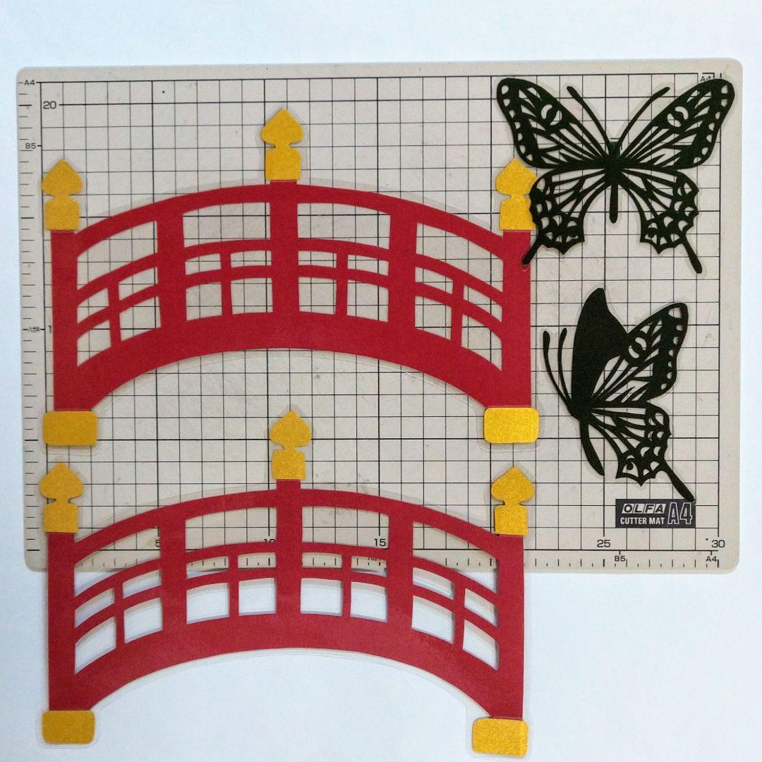 きりん【壁面飾り】まとめ3点 『菖蒲 と 太鼓橋』イチョウ並木と鹿・達磨