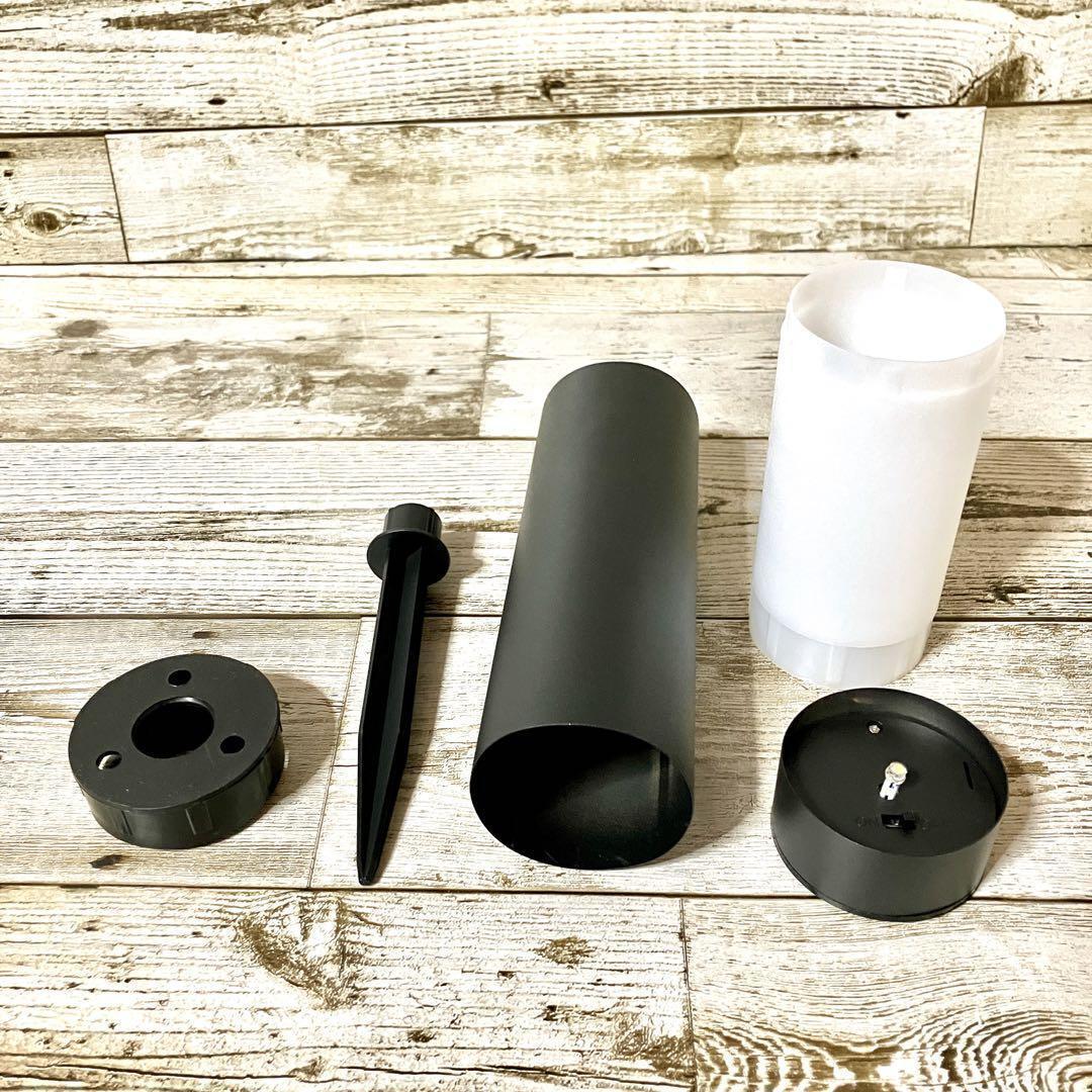 【16個おまとめ処分】屋外　ソーラーライト　ウォーム　ブラック円柱　ステンレス