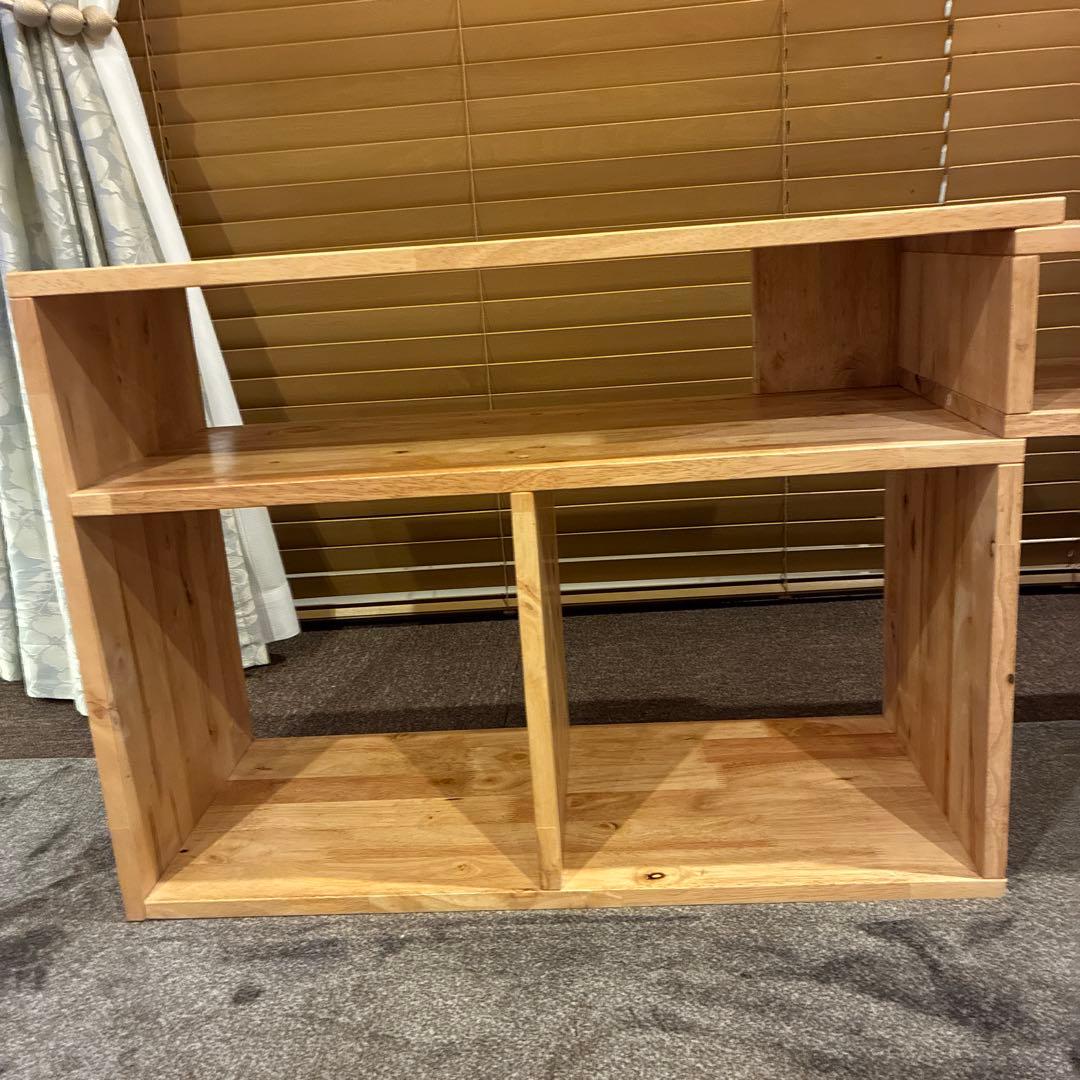 無垢材　木製ラック オープンシェルフ　ナチュラルウッドラック　伸縮可能