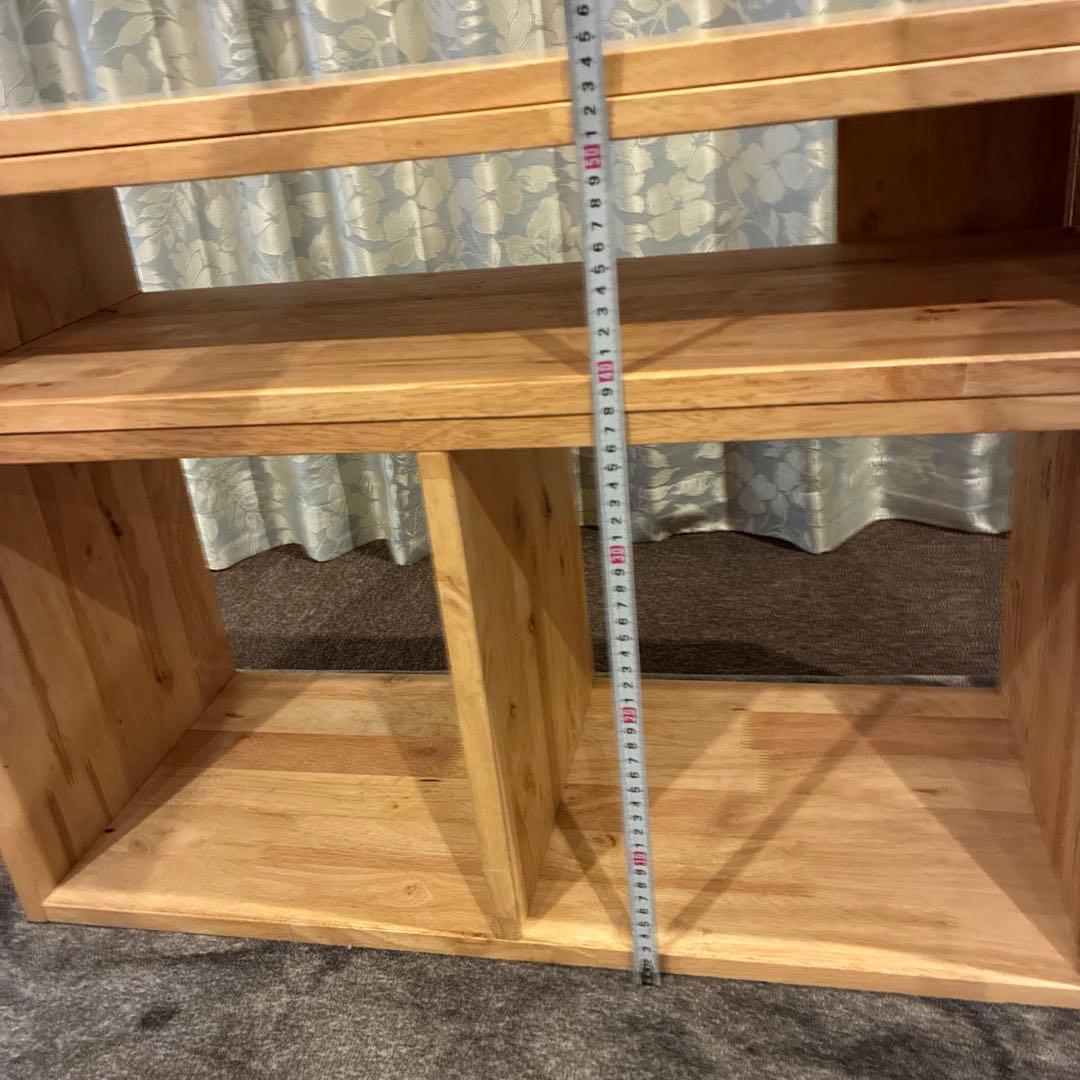 無垢材　木製ラック オープンシェルフ　ナチュラルウッドラック　伸縮可能