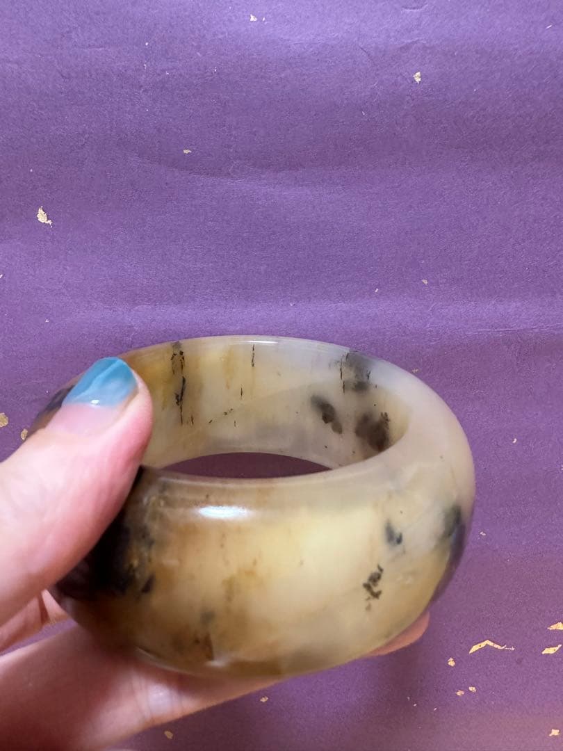 春節祭　虎皮草花バングル　シャー太翠バングル　金運　天然石