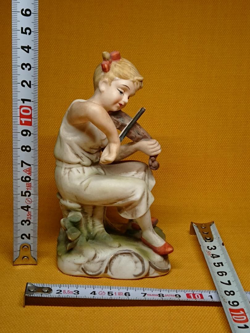 人形　バイオリン　陶器　オブジェ　置物　インテリア　工芸品　美術品　A2554