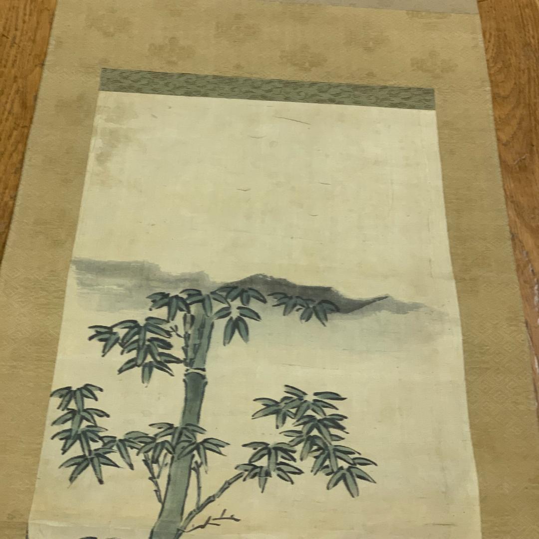 掛け軸 落款印有り 狩野探信 亀 竹 岩 水辺 昭和レトロ 時代物 - メルカリ