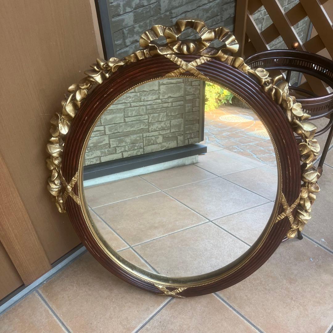 アンティークミラー 金彩色 イタリア製 ヴィンテージ 年代物 貴重品　ゴールド