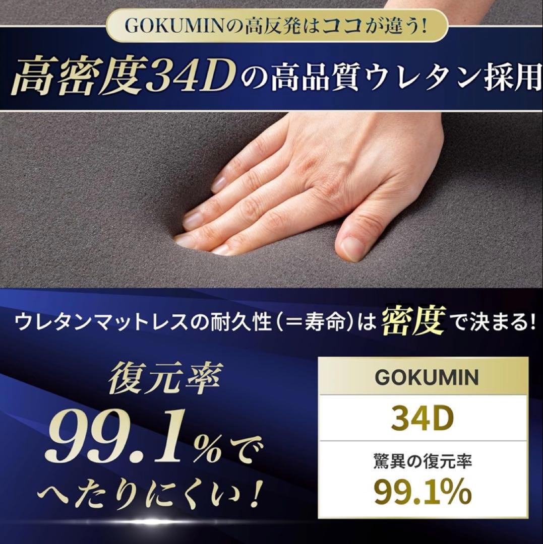 GOKUMINマットレス高反発 180N 250N2層構造厚さ10cm 三つ折り