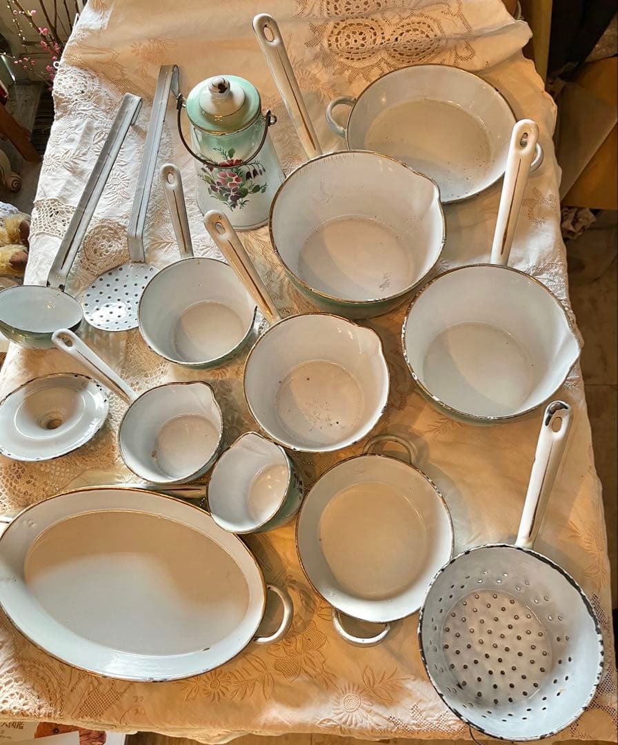 フランスアンティークホーロー14点セット