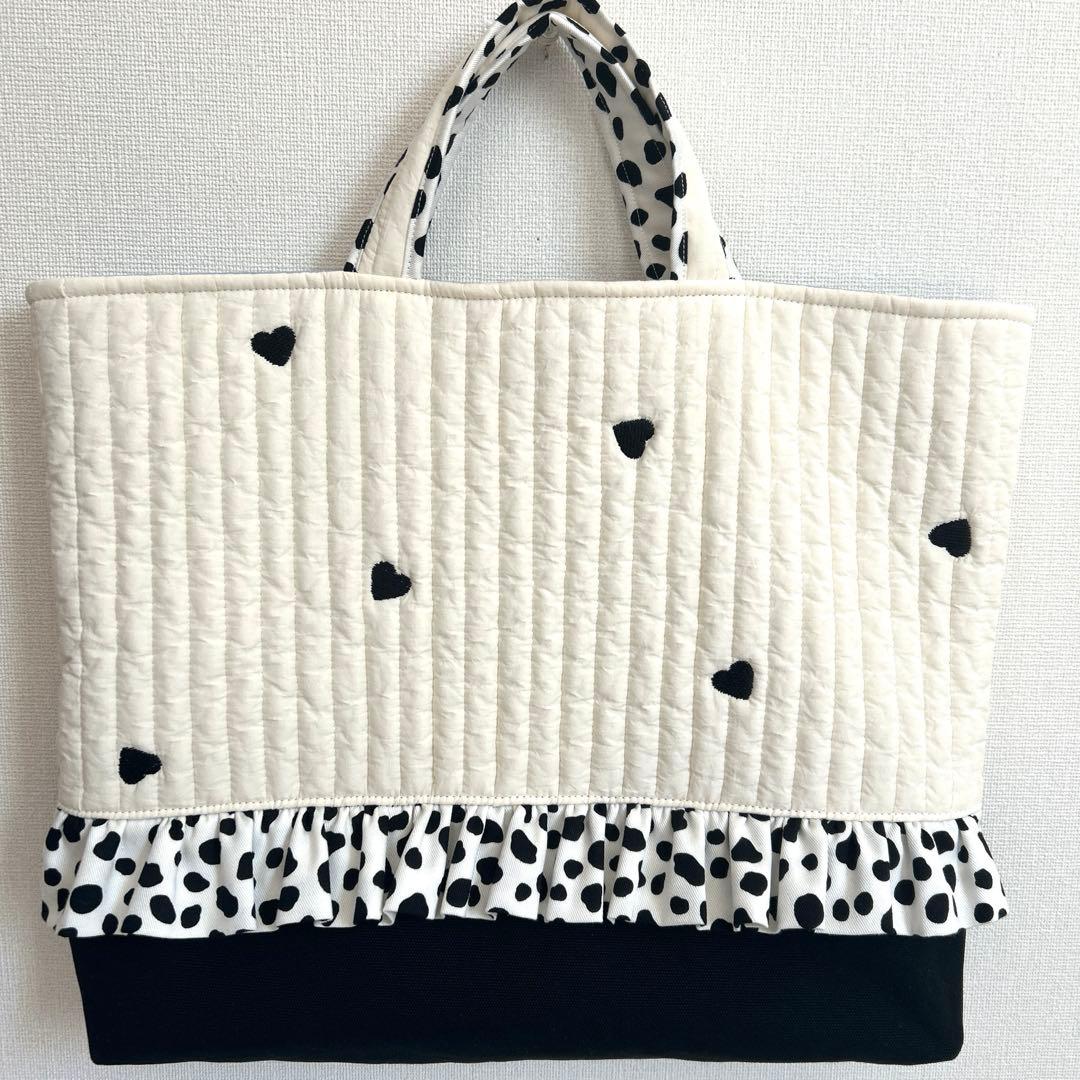 hrk　入園入学4点セット　【黒ハートヌビ×黒ダルメシアン】