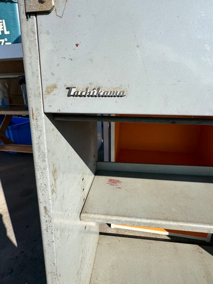 ビンテージ　折りたたみ式グレー金属デスク