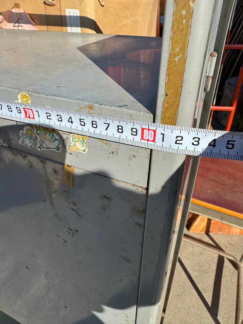 ビンテージ　折りたたみ式グレー金属デスク