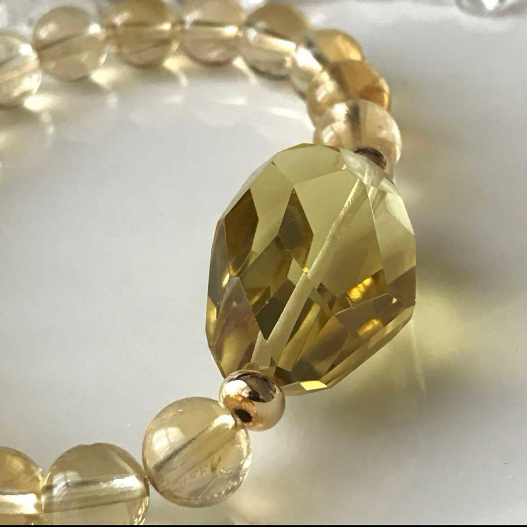 シトリンとレモンクォーツタンブルのブレスレット 14kgfロンデル　天然石