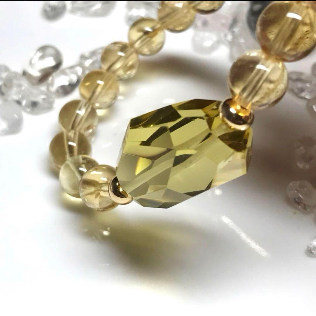 シトリンとレモンクォーツタンブルのブレスレット 14kgfロンデル　天然石