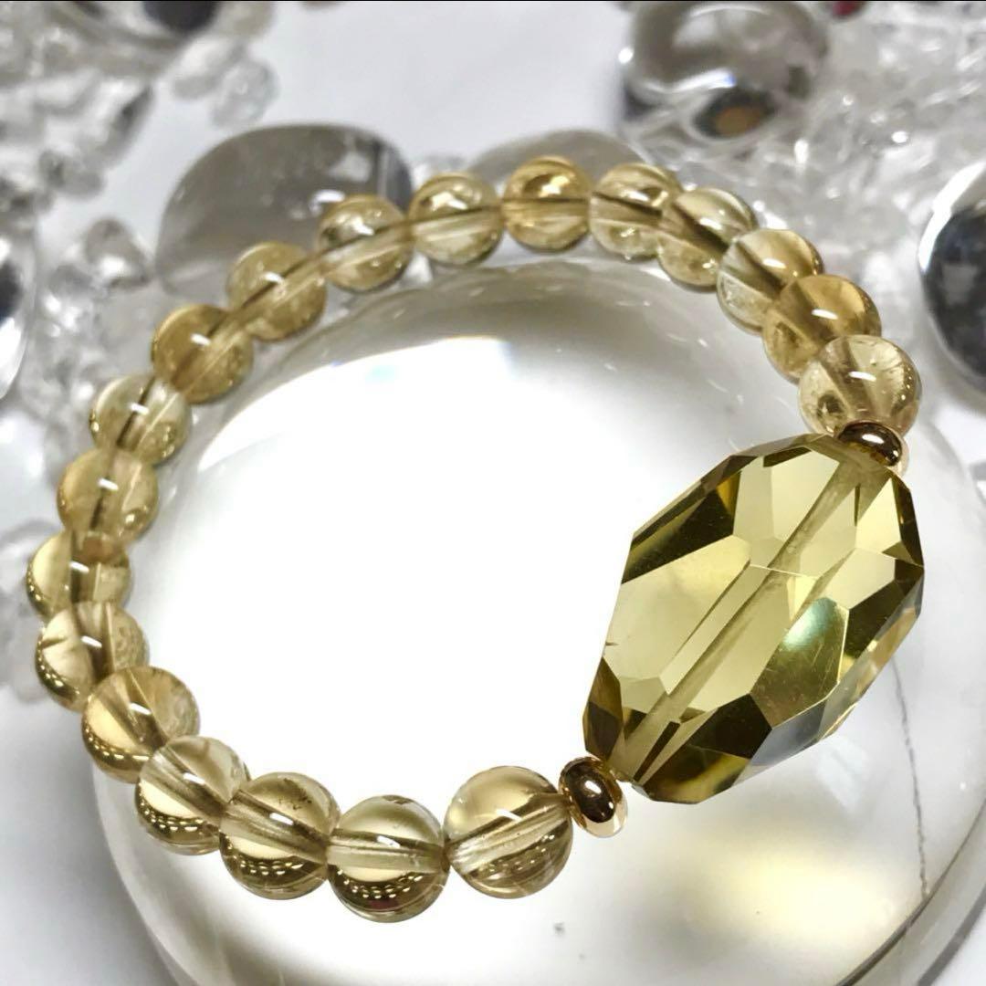 シトリンとレモンクォーツタンブルのブレスレット 14kgfロンデル　天然石
