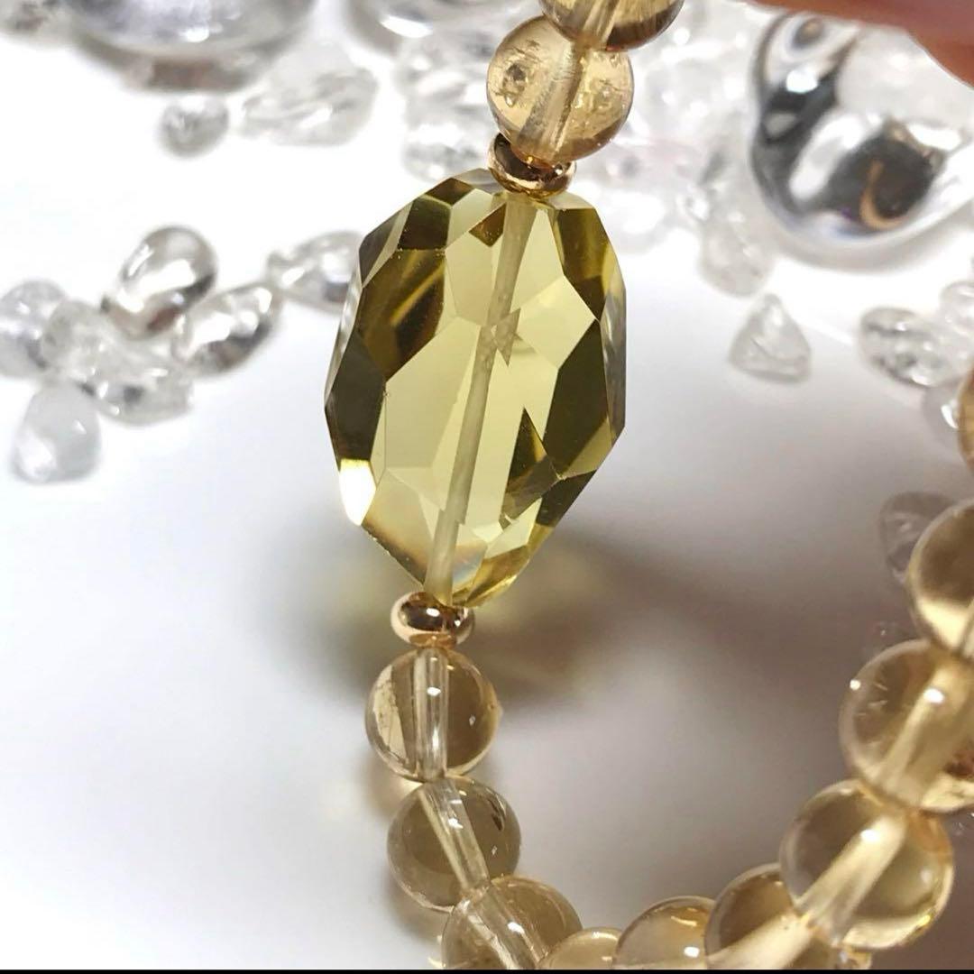 シトリンとレモンクォーツタンブルのブレスレット 14kgfロンデル　天然石