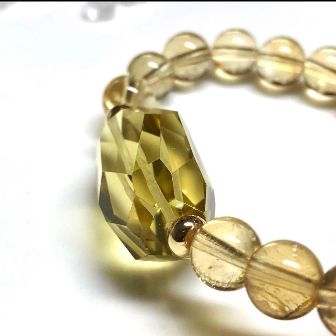 シトリンとレモンクォーツタンブルのブレスレット 14kgfロンデル　天然石