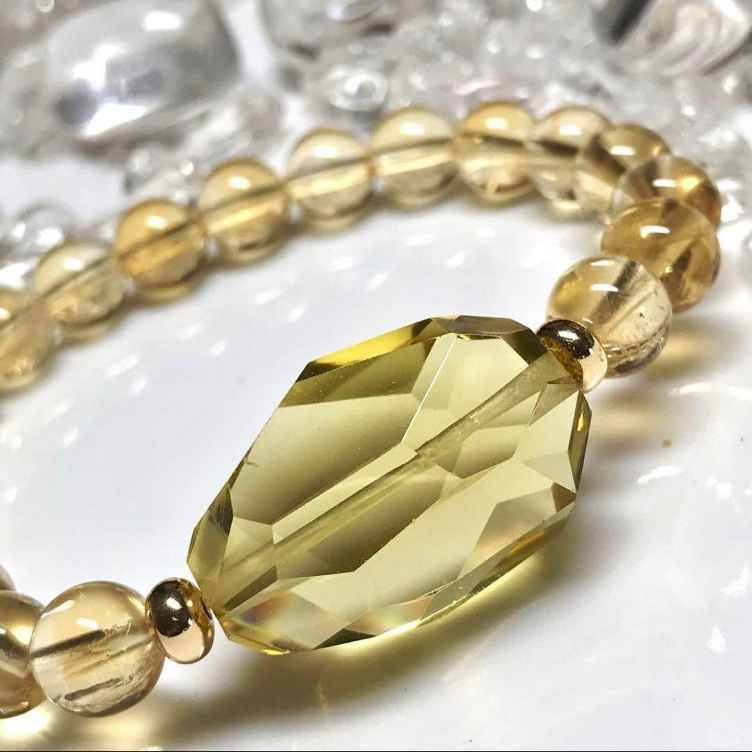 シトリンとレモンクォーツタンブルのブレスレット 14kgfロンデル　天然石