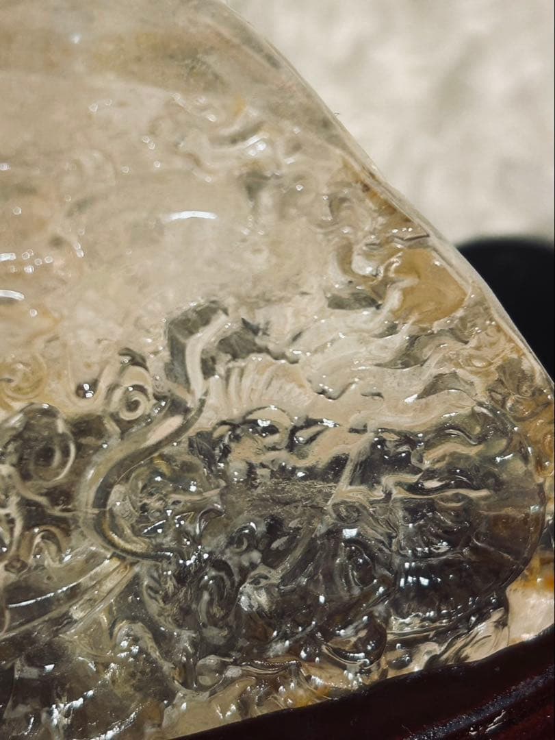 高品質 龍の彫刻 台座付き水晶ヒーラー共生 天然石