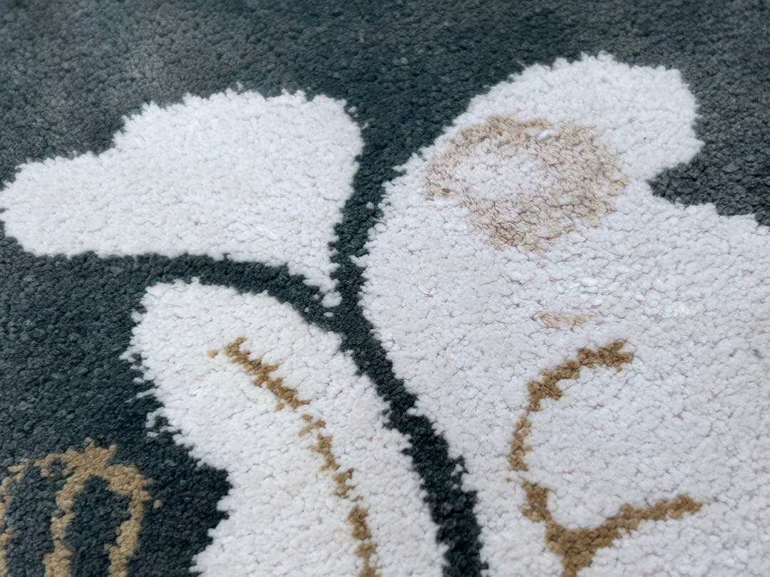 鍋島緞通 新鍋島 吉島敷物 座布団 牡丹B-1 利久ねずみ地 -352-