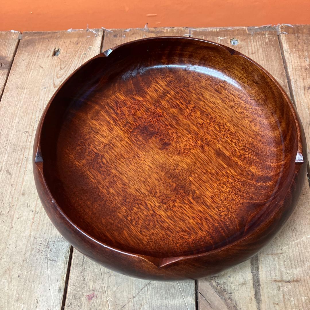 D-5 天然木 木工芸品 菓子鉢 茶道具 和菓子 梅型 工芸品 手作り