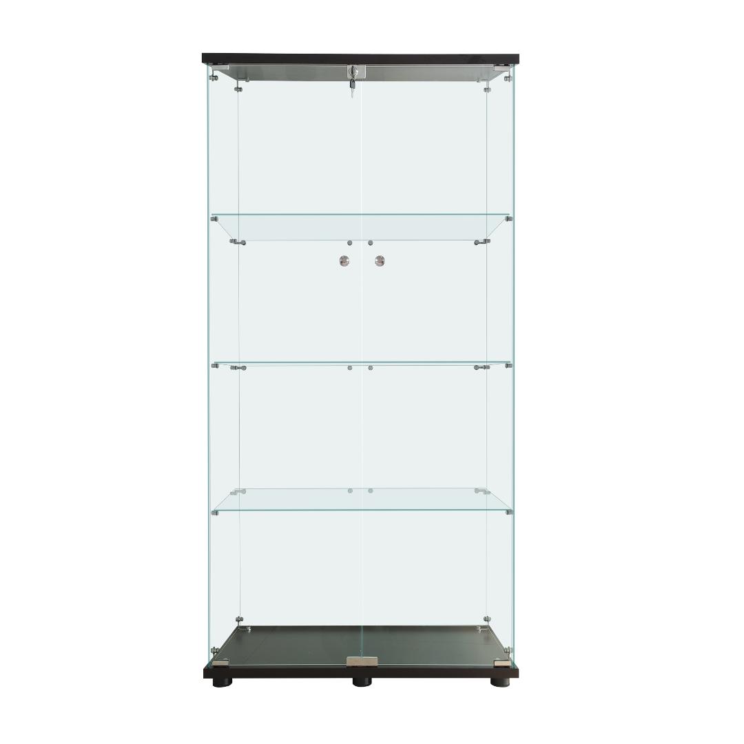 【新品】コレクションケース 4段ワイド 棚 ブラックガラス フィギュアケース