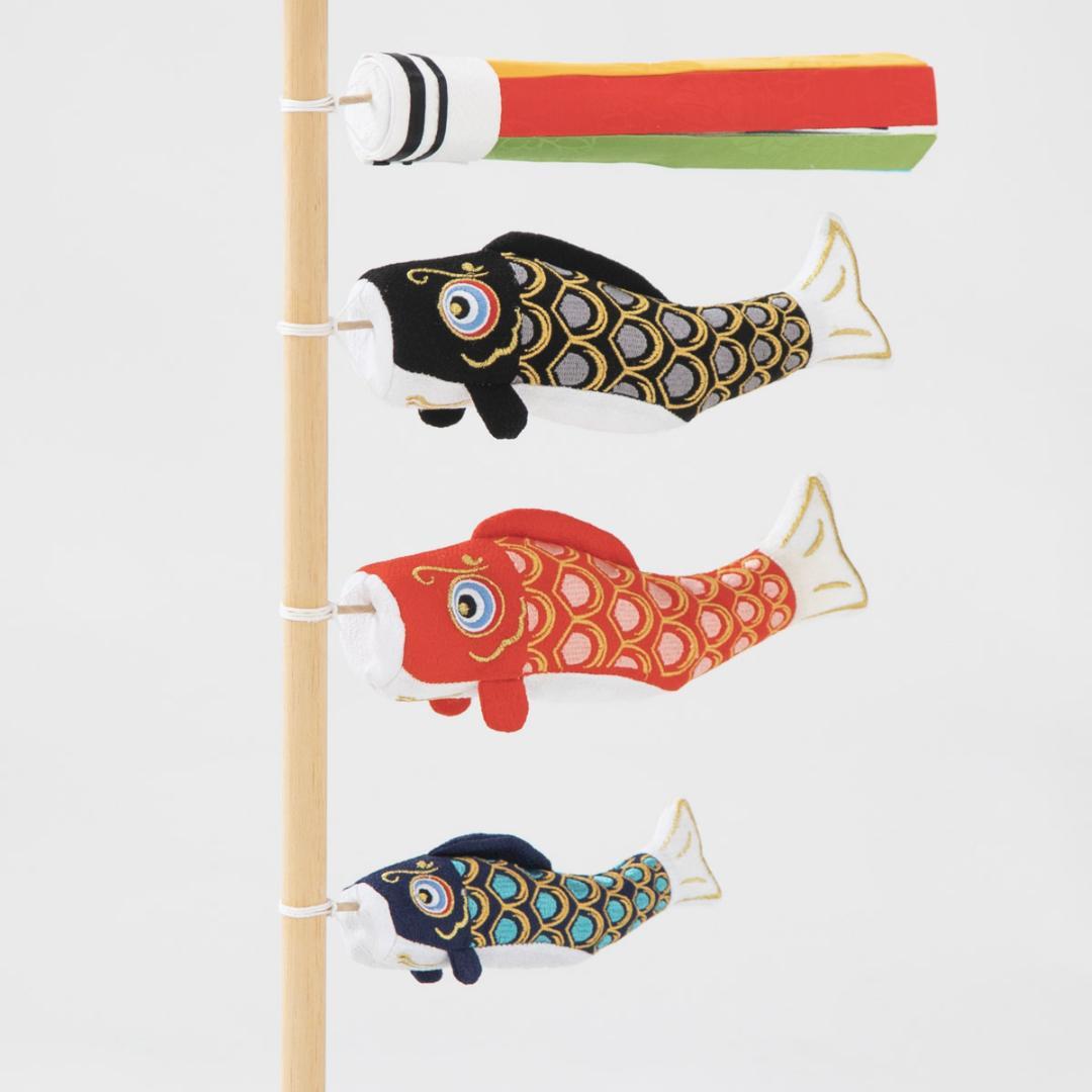 室内ちりめん鯉のぼり飾り そよかぜ 高さ約63cm