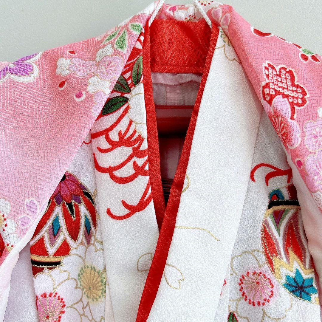 フルセット新品未使用　箱入り　七五三3歳　被布＆長着＆長襦袢＆小物　ピンク白