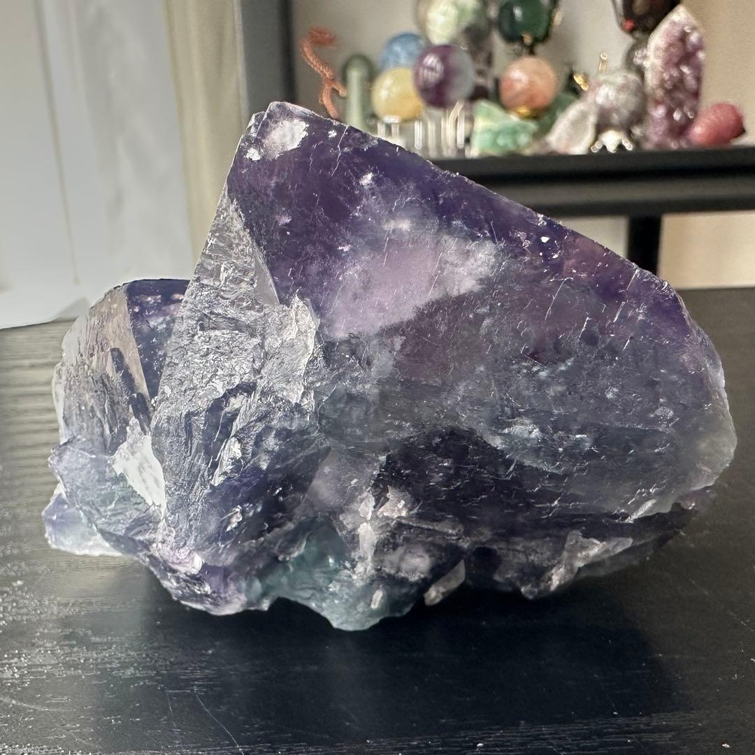 天然石水晶共生フローライトの原石　置物　鉱物NO.051715