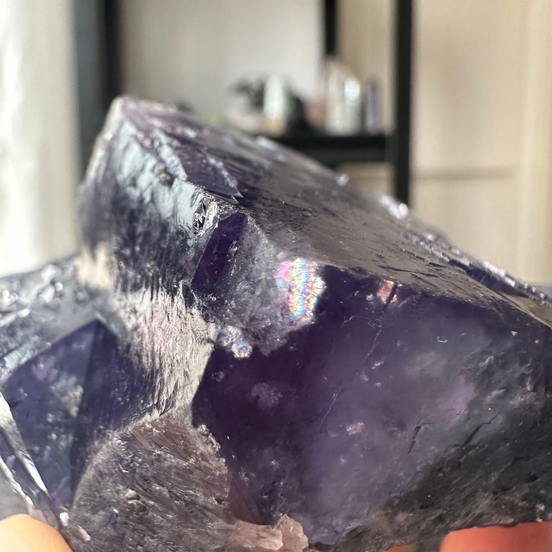 天然石水晶共生フローライトの原石　置物　鉱物NO.051715