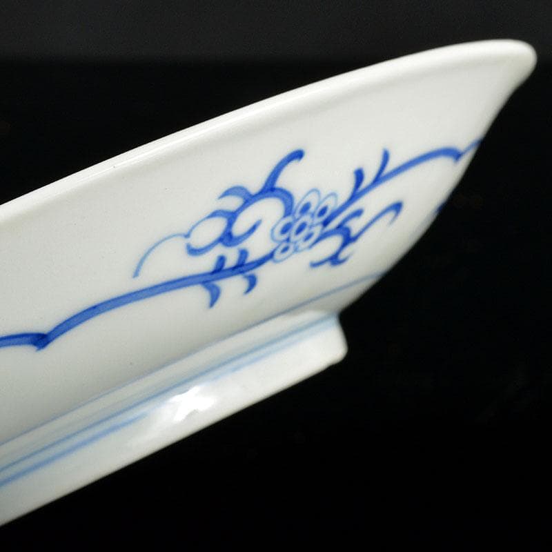 肥前平戸焼　嘉祥作　染付　漢詩山水画　六寸皿　六客　共箱　M　R4532B