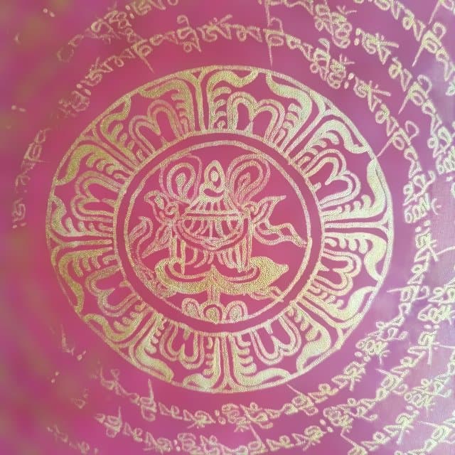 オンマニペメフム　マントラ　曼荼羅　アンティーク大　：　タンカ　仏画