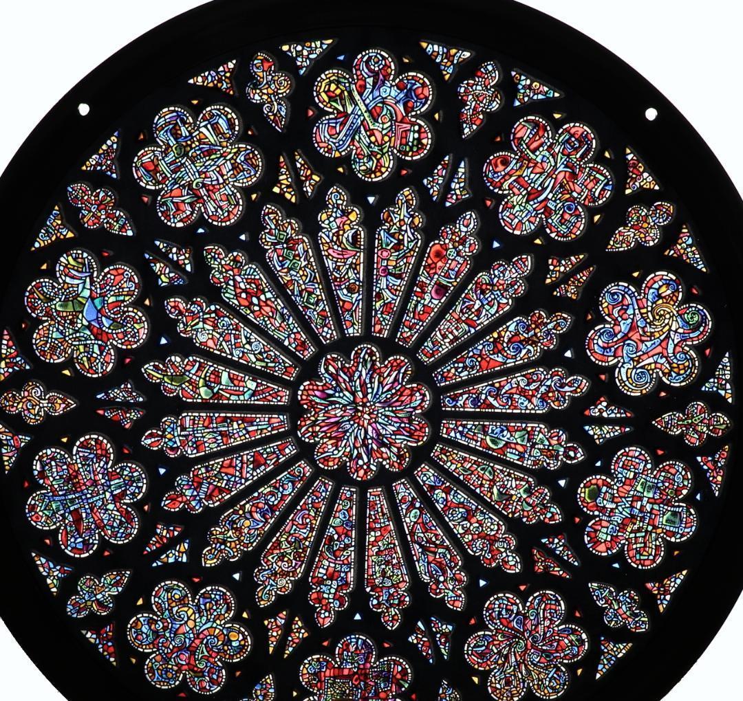 大型 ワシントン大聖堂 ヴィンテージ ステンドグラス バラ窓 ローズ ウィンドウ