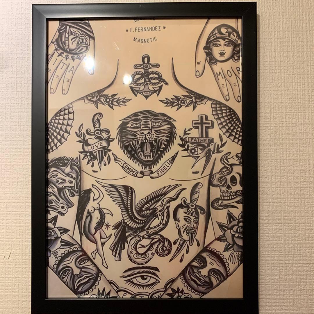 ☆タトゥーフラッシュ20種類☆/A4額縁付き/刺青/アート/TATTOO/和彫