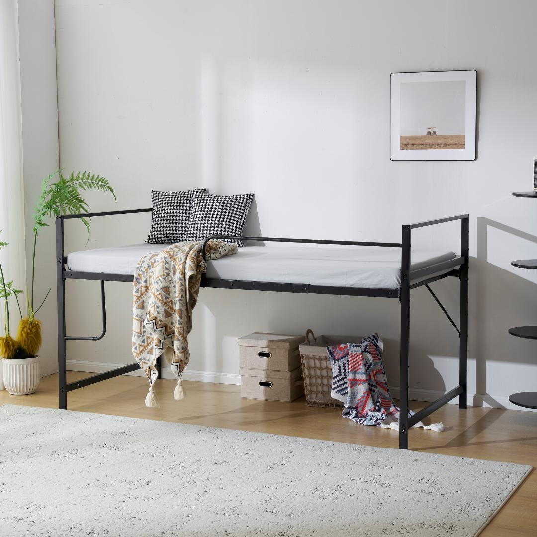 赤字価格！【高さ三段調整可能】ロフトベッド （S）収納 一人暮らしBLACK