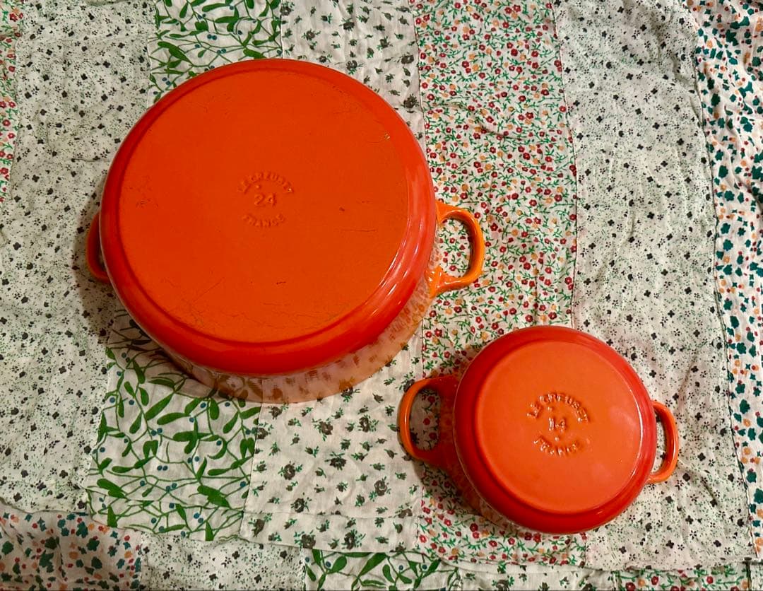 【美品】ル・クルーゼ(Le creuset) 両手鍋24cm &14cmセット