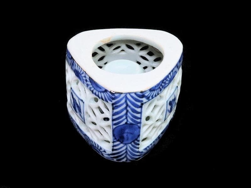 古伊万里 染付 透かし 七宝紋に鳥の図 盃台 E474AS-CGk - メルカリ