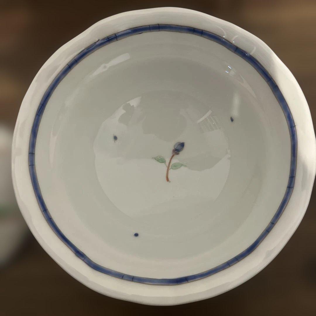 うつわ藍水　蓋物　お花　ブルー