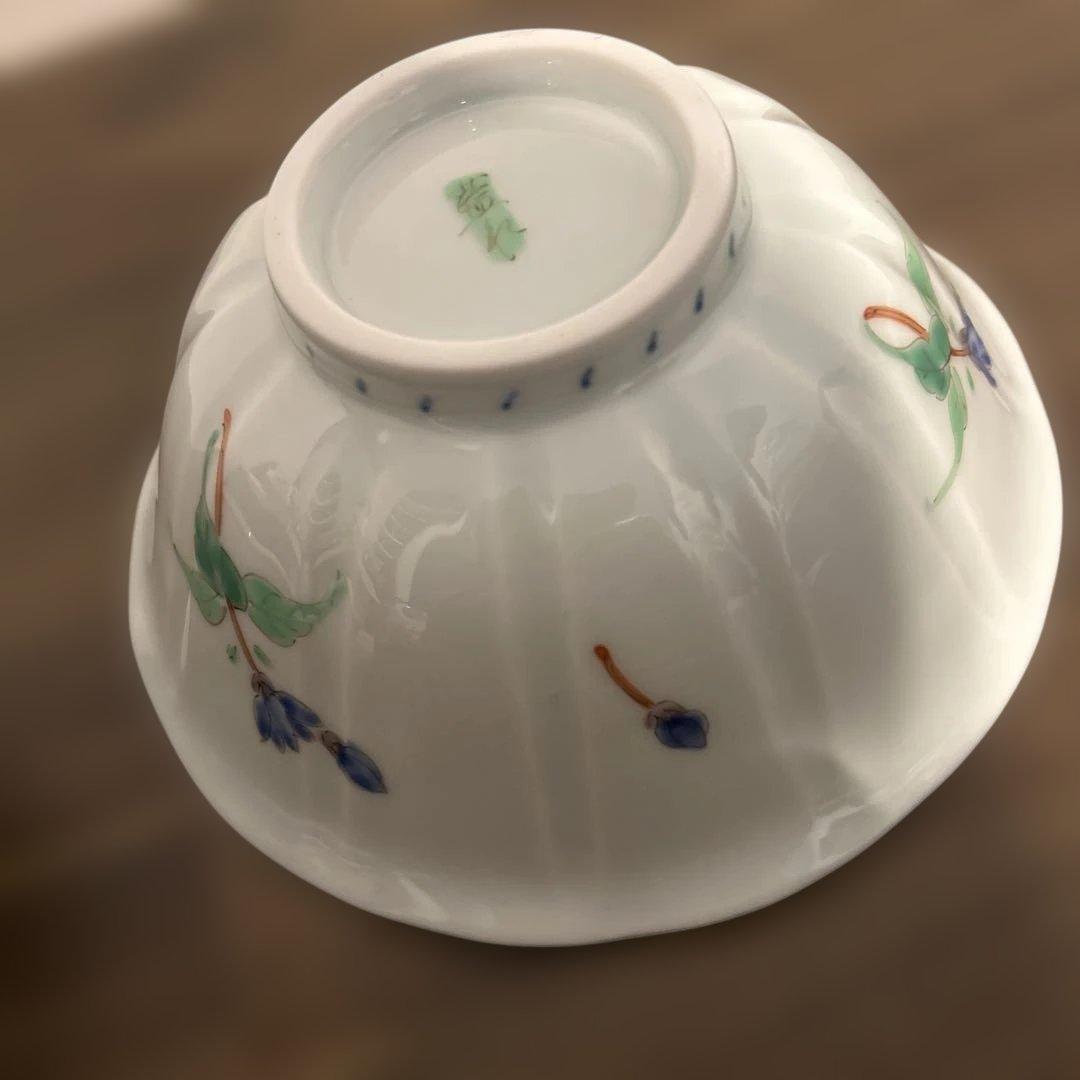 うつわ藍水　蓋物　お花　ブルー