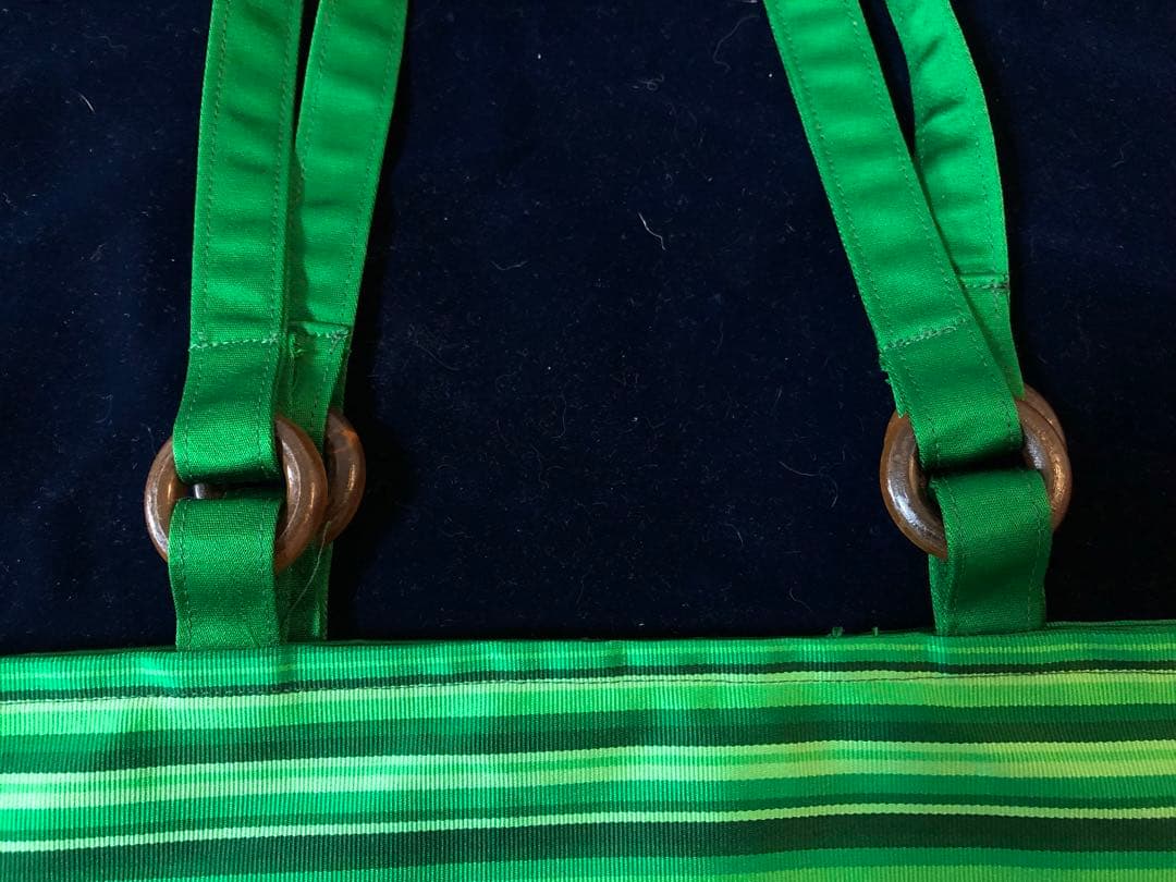 帯リメイク トートバッグ 緑×橙×黄 A4可 軽量 手作り 和装 洋装兼用