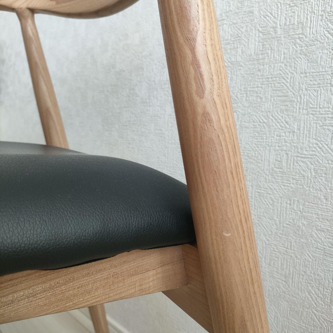 dada品【超美品】木製アームチェア 黒合皮レザークッション付き