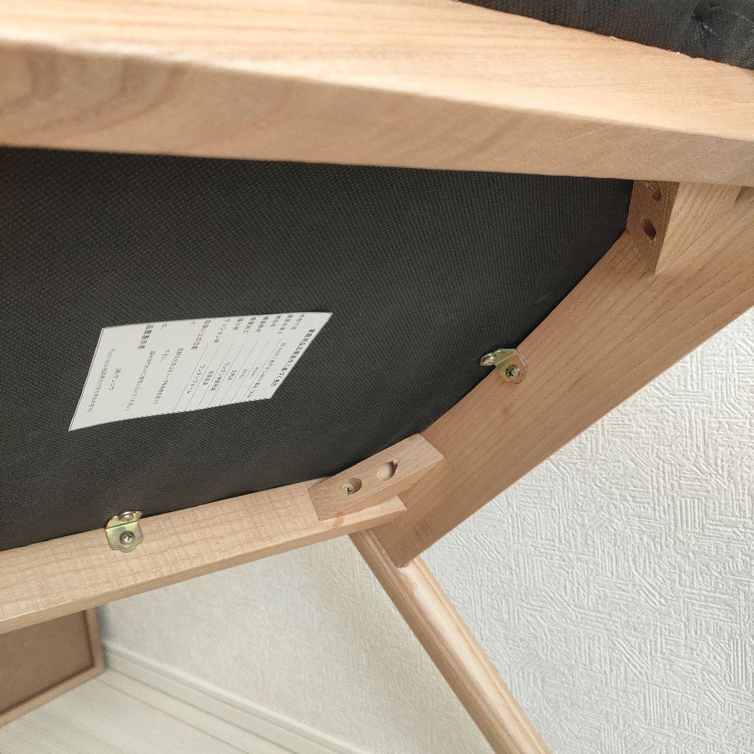 dada品【超美品】木製アームチェア 黒合皮レザークッション付き