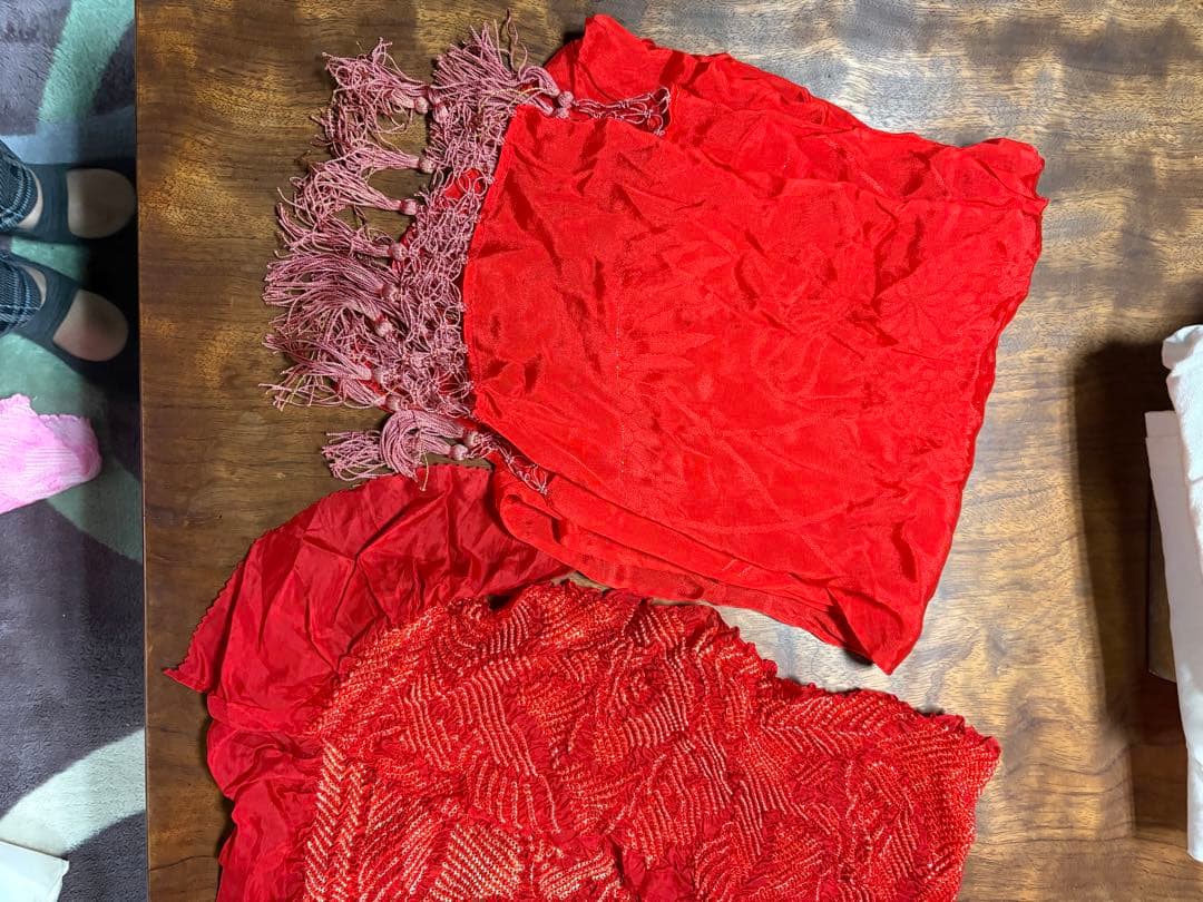 七五三 着物セット 蝶の刺繍付き　緑　7歳　女の子